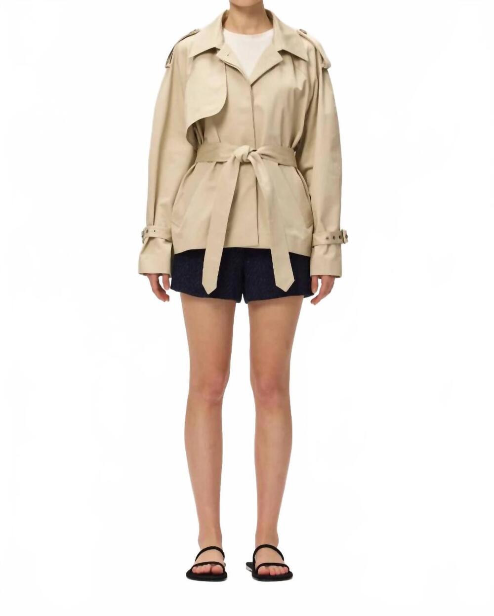 NEW ELODIE noa cropped trench coat in khaki